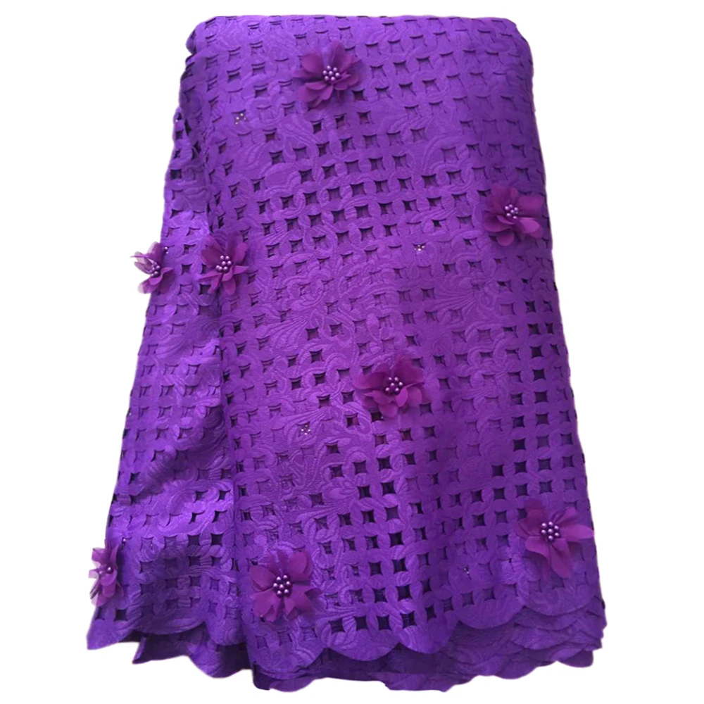 PULU 5Yards/Lot African Mesh 3D Flower Lace Fabric Nigerian Wedding French | Дом и сад