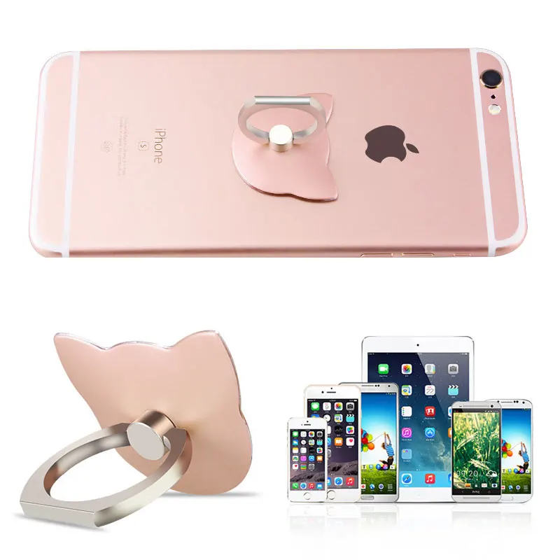 Mobile Phone Holder 360 Degree Finger Ring Cat head Cute cartoon Smartphone Stand Holder For iPhone Samsung Xiaomi