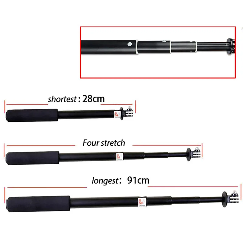 

Aluminum Alloy Extendable Selfie Stick For Gopro Fusion Monopod Mini Tripod New