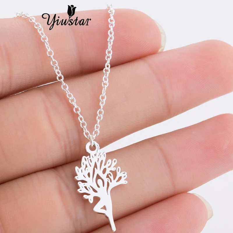 

Yiustar 2019 New Fashion Sweet Charming Cute Human-tree Pendant Necklaces Graceful Charm Necklace For Women Girls Kids Gifts