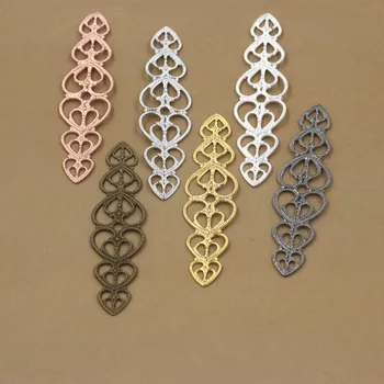 

15x57mm European Charms Vintage Filigree Flower Long Beads Brass Metal Wraps Links Connectors DIY Findings Mixed Colors
