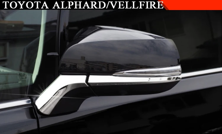 Для Toyota Alphard Vellfire 30-, автомобильные накладки на зеркало заднего вида, наклейки с блестками, декоративные полоски, аксессуары