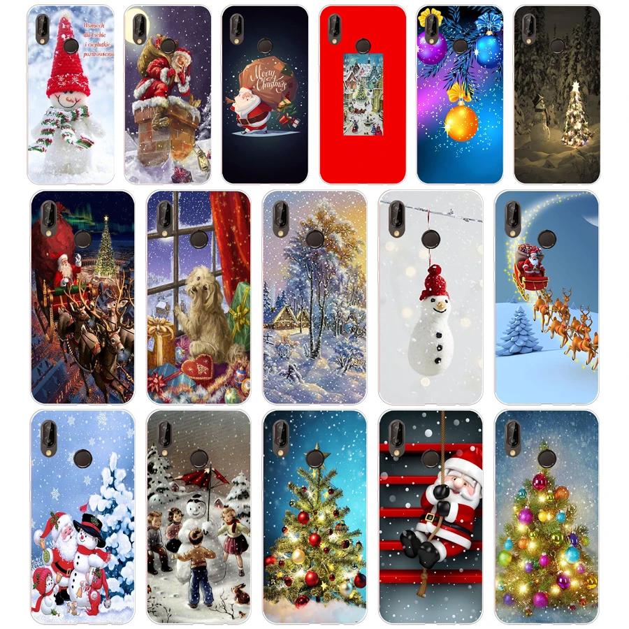

97 New Year Snowman Colorful Merry Christmas Soft Silicone Tpu Cover Case for Honor 10 huawei p mate 10 20 lite y5 y6 prime 2018