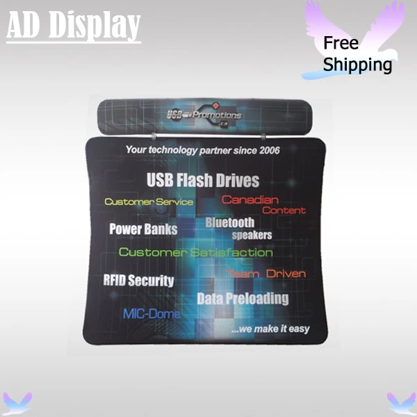  Free Shipping Trade Show Advertising Display High Quality Tension Fabric U Shape Backdrop With 250*50cm Curved Top Banner 