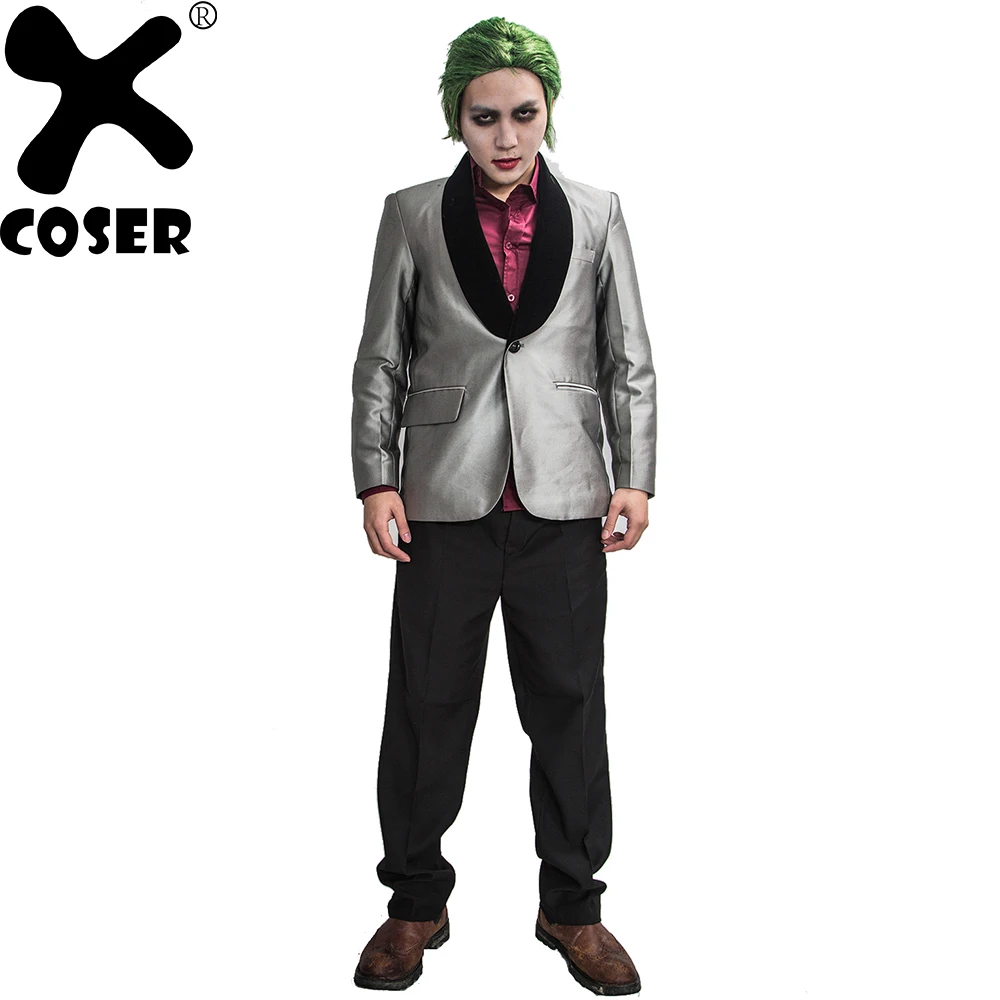 

XCOSER The Joker Costume Cosplay Full Set Movie Suicide Squad Cosplay Outfit Masquerade Halloween Party Suit+Shirts+Pant Sets