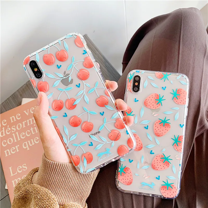 Вишня клубника телефонные чехлы для iPhone 6 6s 7 8 X XS max XR чехол мягкий прозрачный