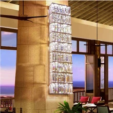 Для внутреннего освещения, Хрустальная настенная лампа для фойе, модный Настенный бра, большой настенный светильник, светодиодный металлический прямоугольный Хрустальный настенный светильник