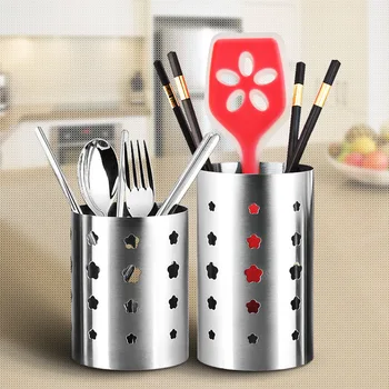

Thicken Stainless Steel Tableware Tube Draining Chopstick Storage Barrel Kitchen Tools