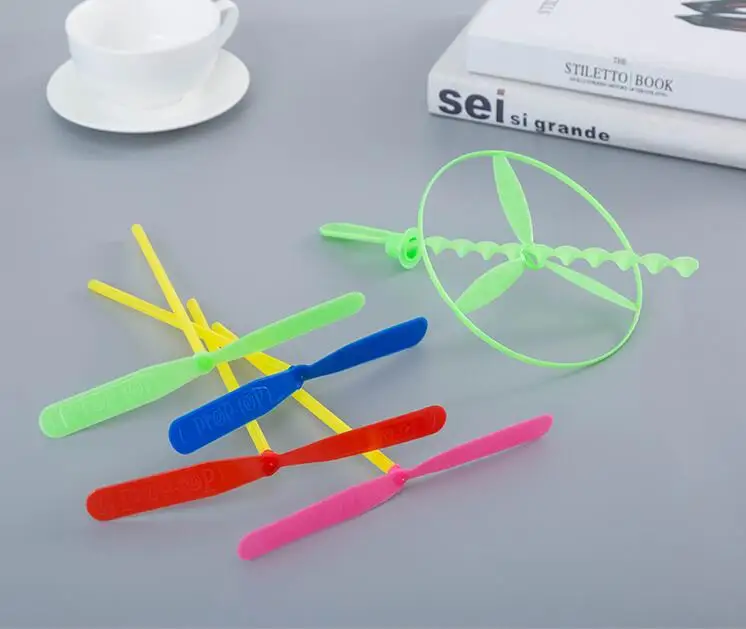 10Pcs/5Pcs Children Outdoor Bamboo Dragonfly Plastic Handle UFO Toy Fairy Flying Saucer Flying Ourdoor Toys for Children GYH