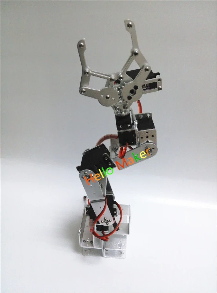 

Hello Maker H335 Industrial Robot Mechanical Arm 100% Alloy Six degrees of freedom Robot Arm Rack with 6 Servos