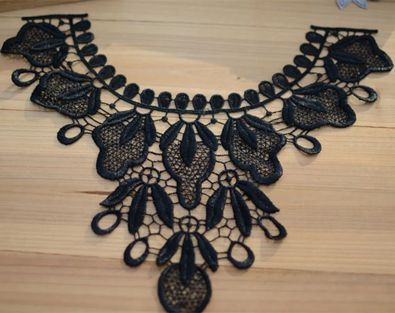 

1Pc Black Collar Handmade Lace Collar Woman Neck Accessory Applique Neckline Motif For Jewelry, Costume Design