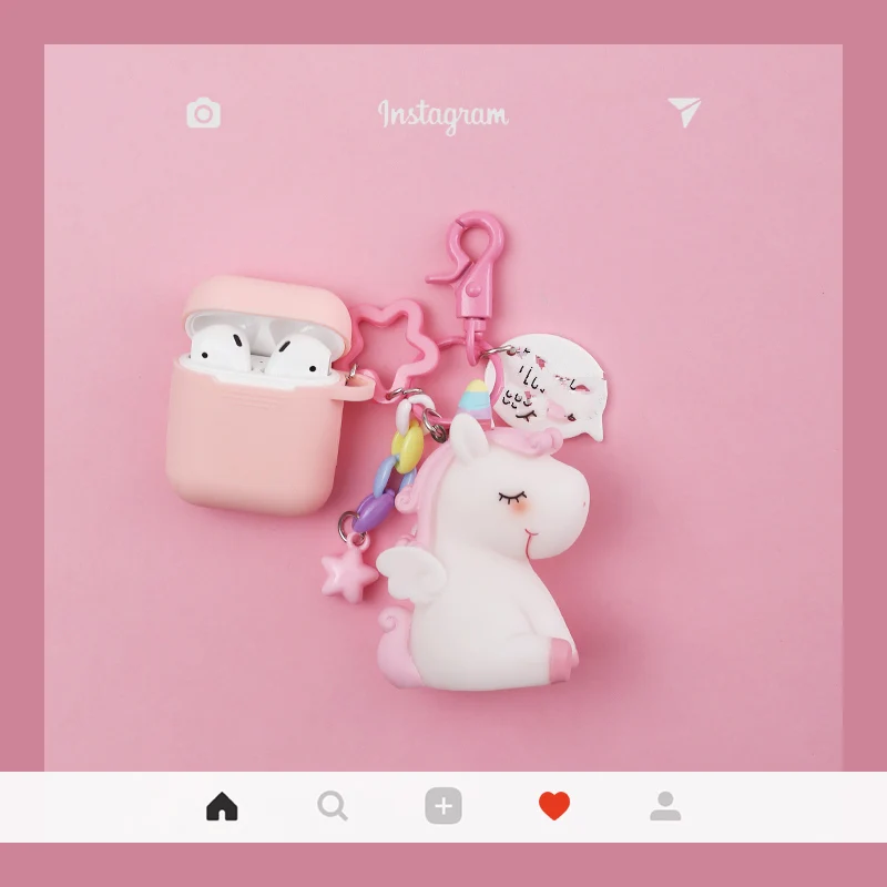 

Luxury Cute 3D Cartoon Unicorn Star Pink lovely Silicone Wireless Bluetooth Earphone Case For Apple AirPods 1 2 Charging headest