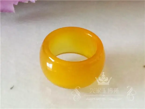 

Yellow stone ring men's pith finger chalcedony ring large rough thumb stone pull finger ring