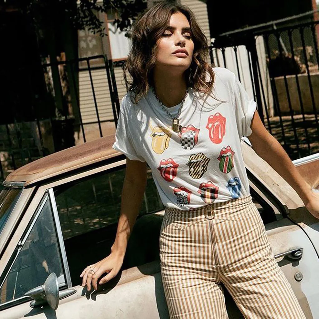 

Fashion Casual Couple T Shirt Tongue multi-color women's t-shirt T-shirt Women Plus Size Tee Tops Casual Female T-shirts G0619