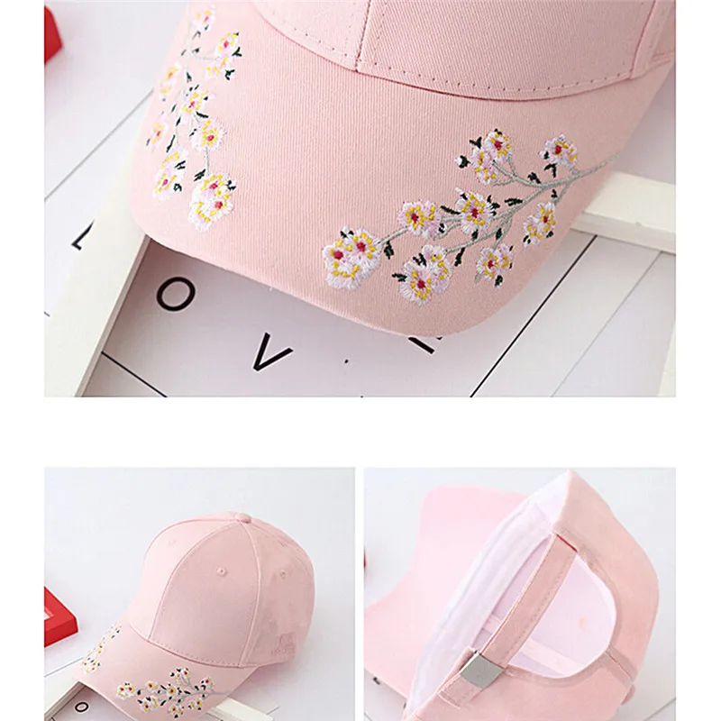 plain black baseball cap Approx.63cm-68cm Women Flowers Caps Snapback Floral Baseball Caps Fashion Leisure pretty hat chidren gifts fashion baseball caps