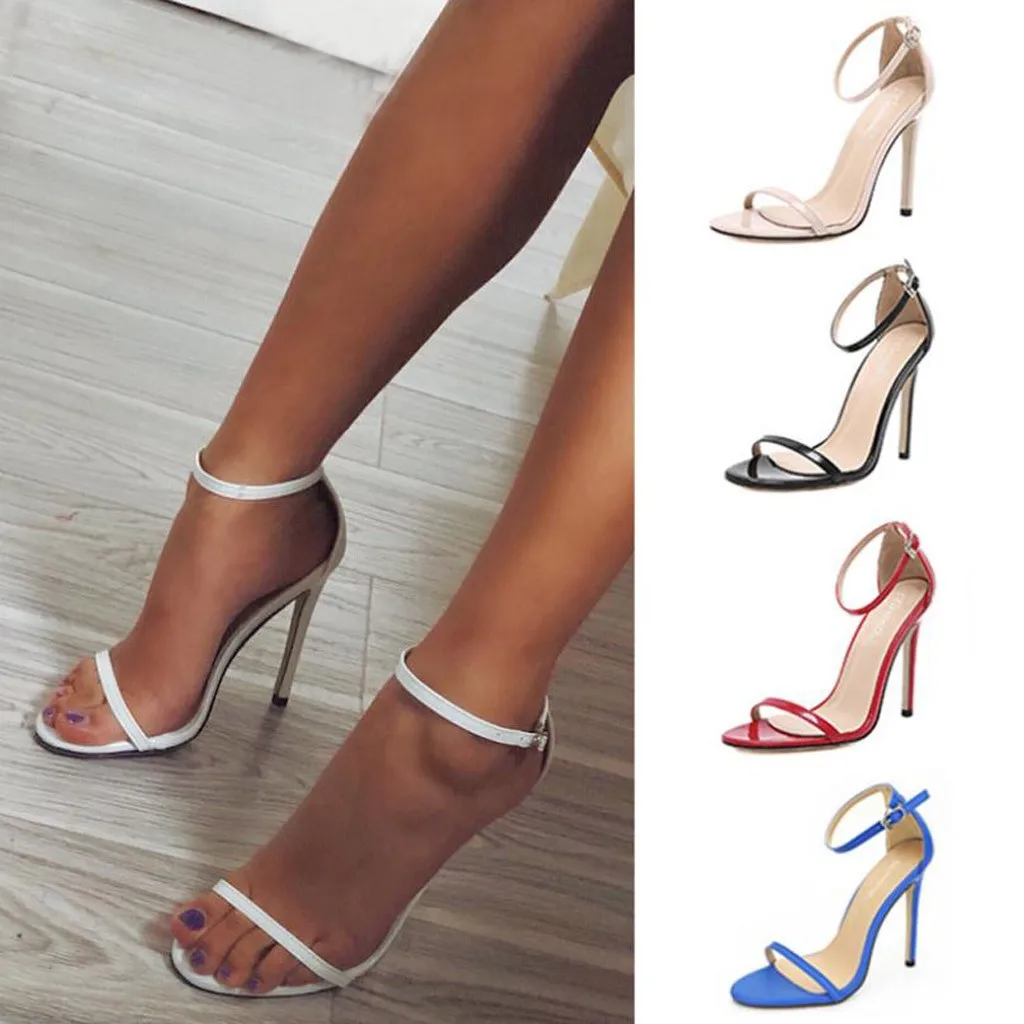 

Women's Sandals Ankle Strap High Heels Open Toe Sandals High Stiletto Pump Heel Sandals Summer Female Casual Fashion Shoes C40#