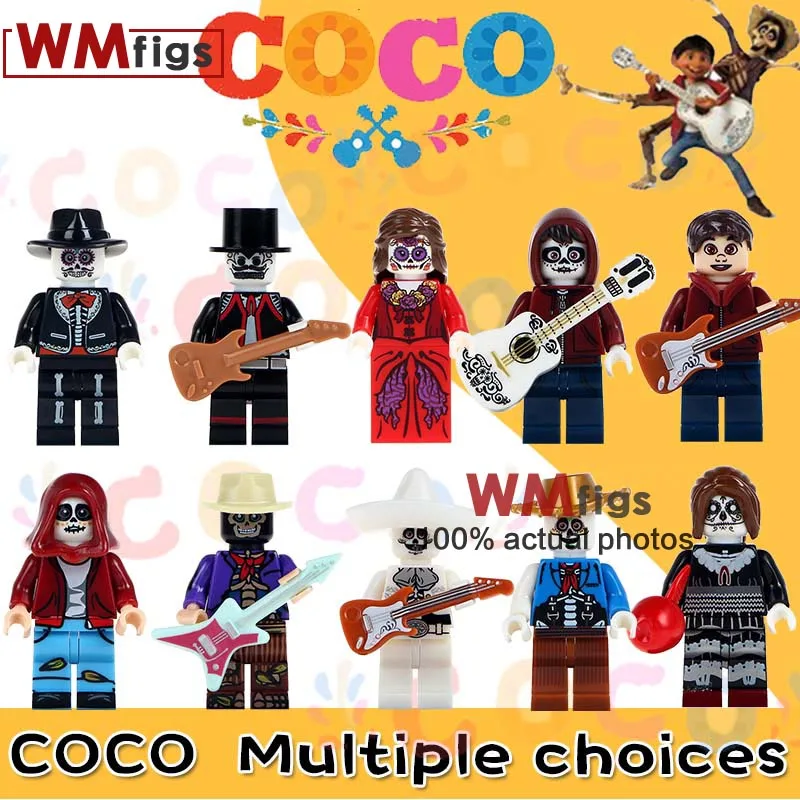 

Single Sale Miguel Hector Rivera Movie Coco Day of the Dead Holiday Skeleton Skull Building Blocks Children Gift Toys WM1637