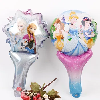 

Disney Princess stick foil Balloons 50pcs elsa hand Air Baloes with bells baby shower globos Birthday Party Decorations kids