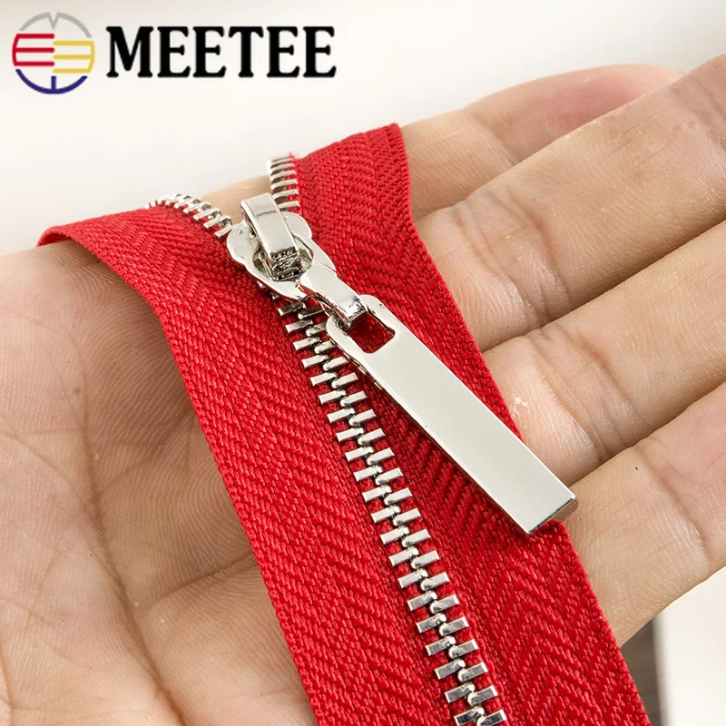 

2pcs Meetee 3# Metal Zipper 40cm 70cm Open-end Auto Lock Zip for Sewing Bag Bagpack Jacket Jeans Skirt Garment Accessories Craft