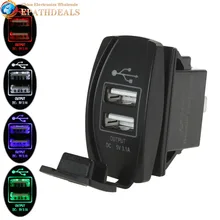 DC 12-24V Waterproof LED Motorcycle Auto Car Dual USB Power Supply Charger Adapter Socket Splitter for Mobile Phone GPS Tablet