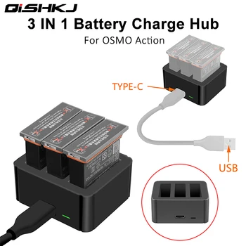 

3 in 1 OSMO ACTION Battery Charger TYPE-C Input 4.35V Lithium Charging Kit for DJI OSMO ACTION Accessories