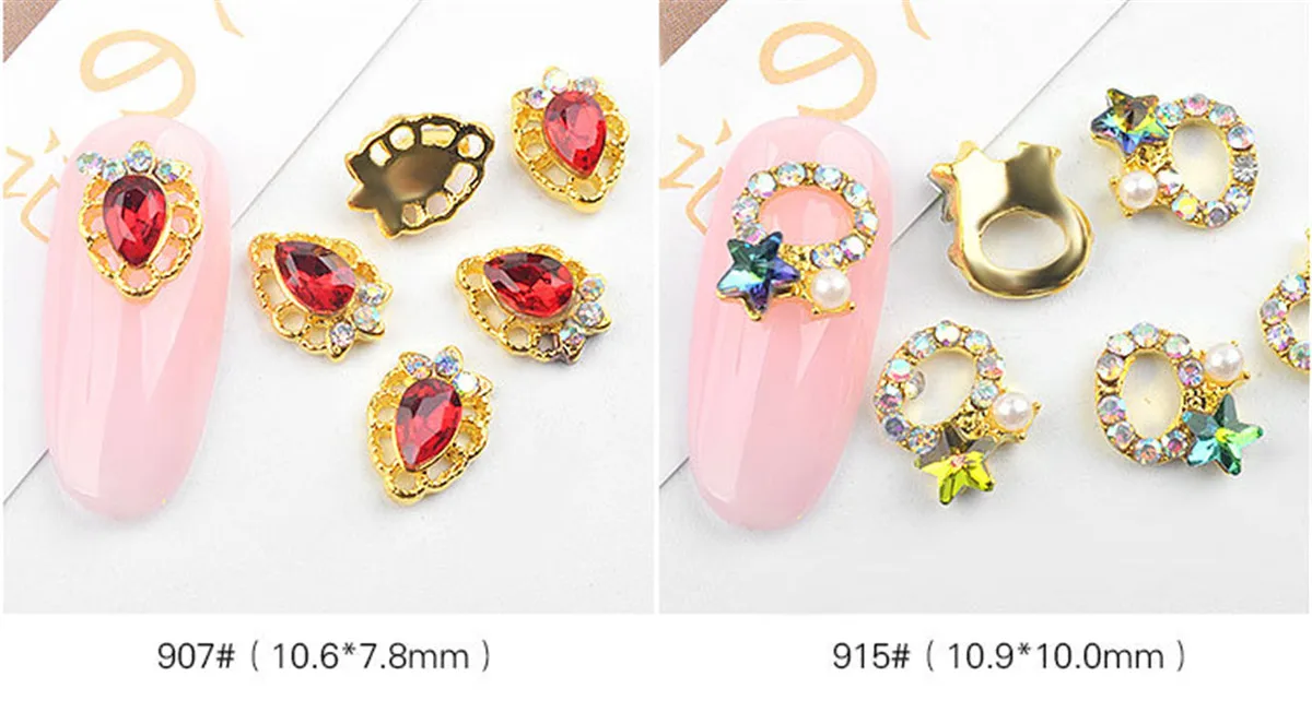 3D Nail Art Sparkly Big Rhinestone Jewel Diamond Design 10pcs Alloy Metal Crystal Stickers Glass Gem Stones Manicure Studs Tips