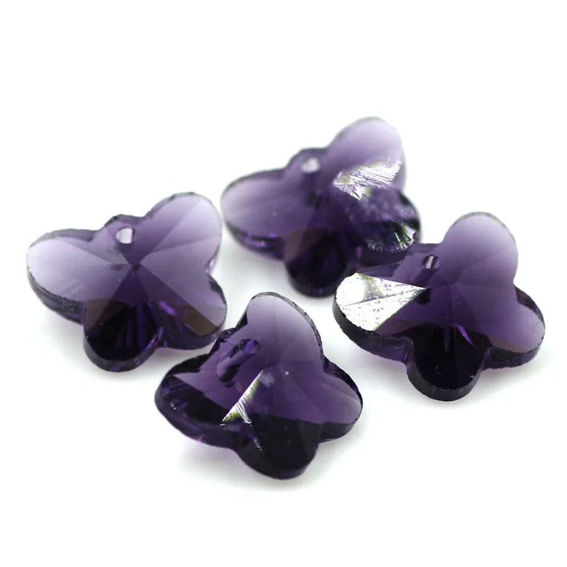 10pcs 14mm Wholesale Faceted Glass Crystal Butterfly Loose Spacer Beads Findings