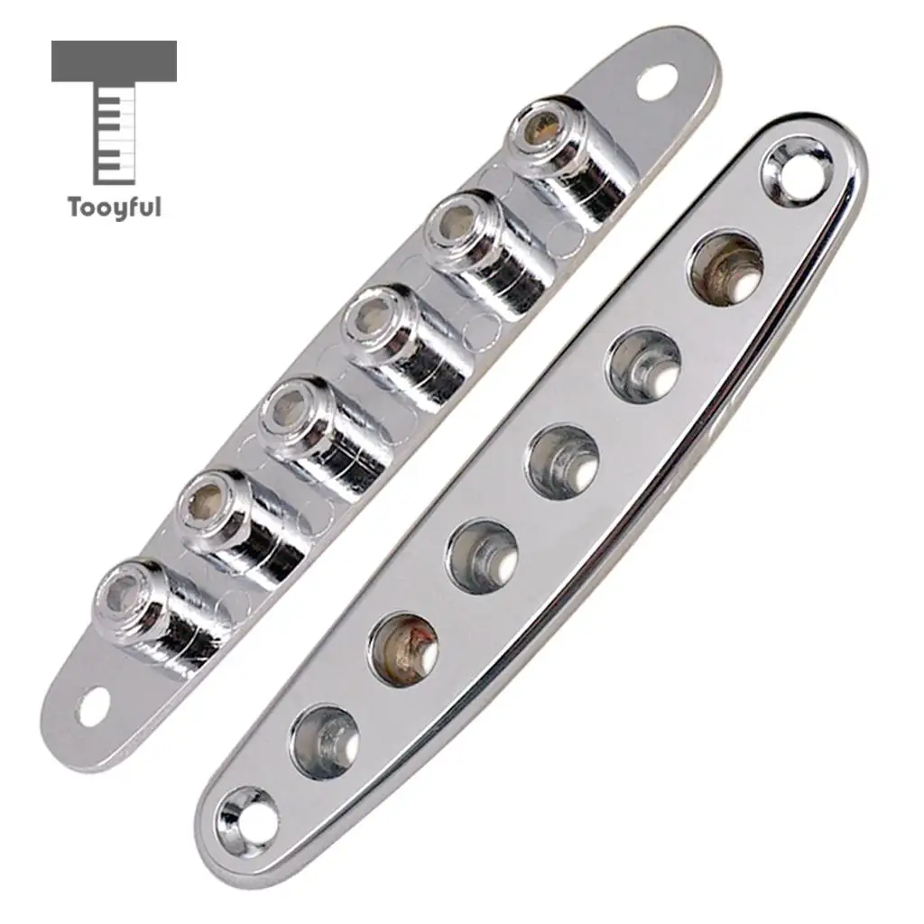 Tooyful 1Pc Electric Guitar Parts Bridge String Thru Body Ferrules Bushing Plate Black or Silver