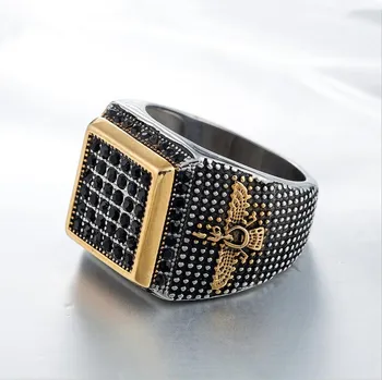 

New arrived Zoroastrianism Men vintage Iran Faravahar Ahura Mazda rings Gold silver Color Zoroastrian fashion ring male jewelry