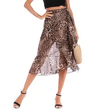Для женщин юбка леопардовая расцветка, с сеткой, перспективное, а-образные с высокой талией гофрированные расширяющиеся книзу юбка женская модная обувь для повседневной носки или вечеринки длинная юбка# G8