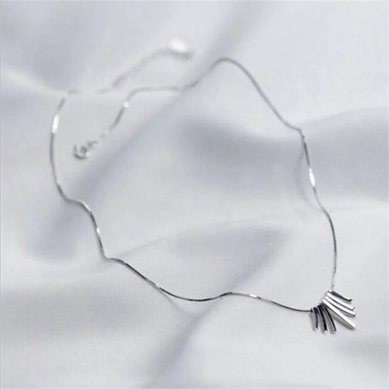 

luxury jewelry ladies' threads and necklaces geometric Strip 925 pure sliver box chain choker necklaces for women luna TYN0415