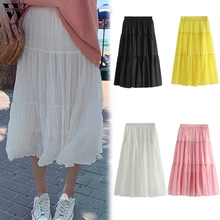 Женская юбка, летняя повседневная женская длинная юбка-макси, летняя плиссированная Милая юбка, May20, Прямая поставка