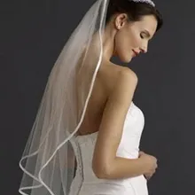 Простой дешевый, белый, Свадебный вуаль атласный край один Слои свадебный аксессуар Фата mantilha de noiva; Новое поступление