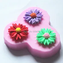 1 шт. 3 отверстия маленькая форма ромашки силиконовые формы для торта шоколадные формы мыло ручной работы формы FM
