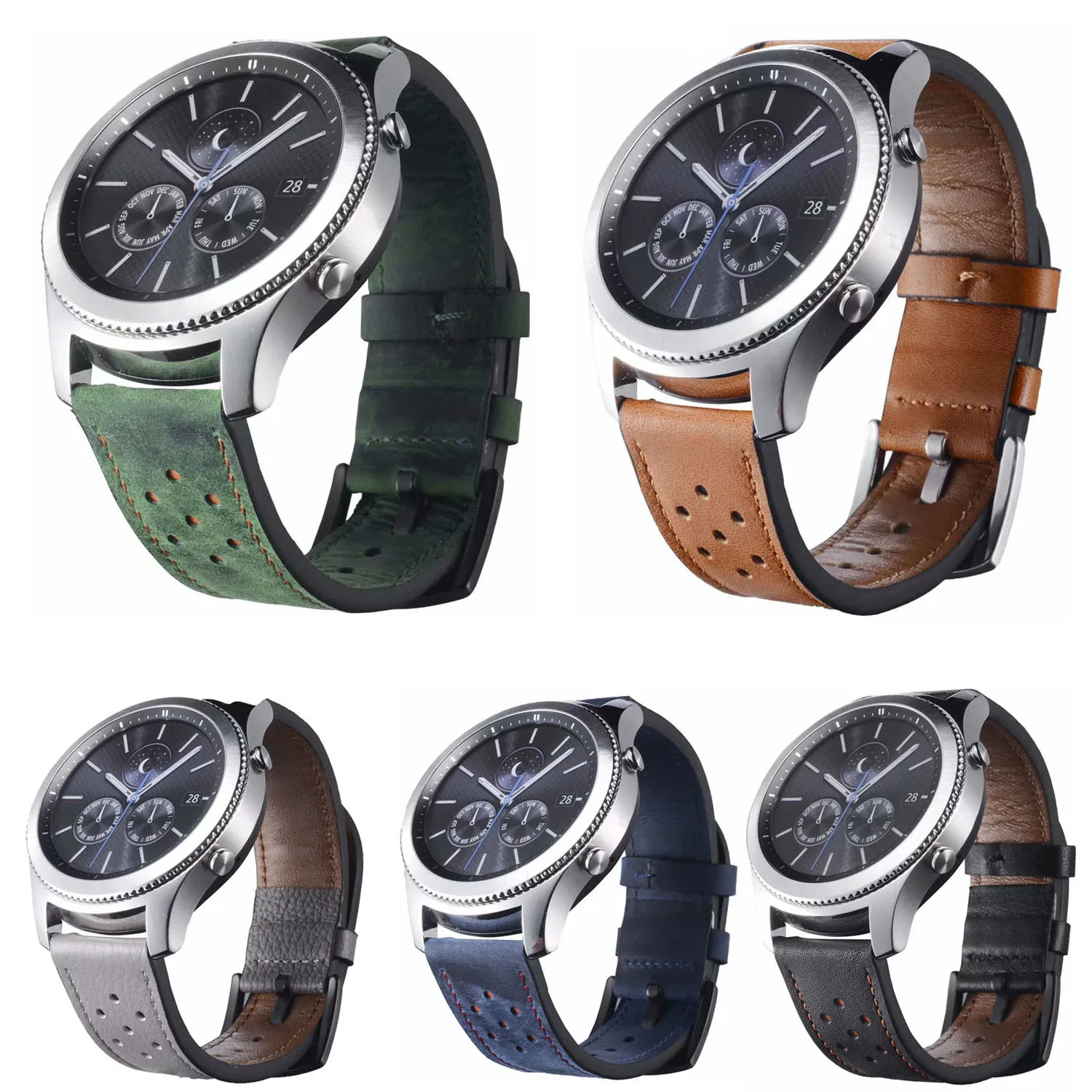 Ремешок из натуральной кожи для Samsung Galaxy Watch 22 мм 46 Gear S3 Frontier классический браслет