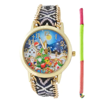 

FUNIQUE 2018 Christmas Old Man Tree Watches Women Retro Weave Woolen Strap Ladies Watch Clock Quartz Wristwatch Christmas Gift