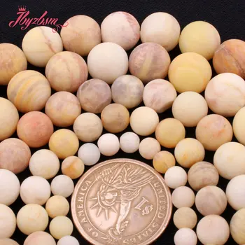 

6,8,10,12mm Frost Round Beads Yellow Opal Natural Stone Loose Beads For DIY Necklace Bracelet Jewelry Making 15" Free Shipping