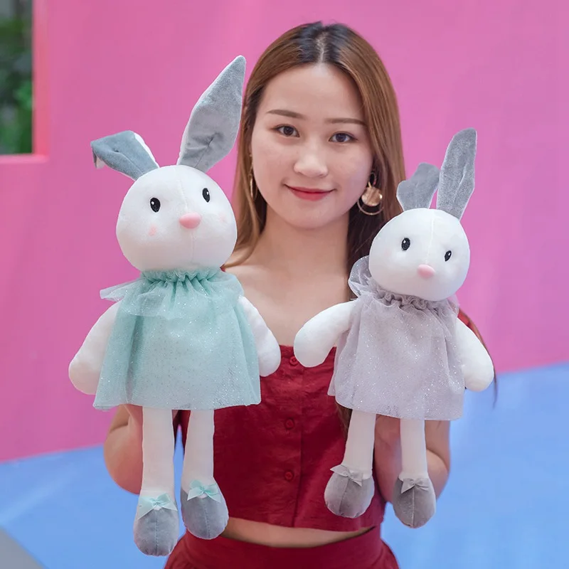 

45cm/55cm/65cm Cute Rabbit Plush Toy Soft Cartoon Animal Dress Bunny Stuffed Doll Baby Appease Toy Four Colors Girlfriend Gift