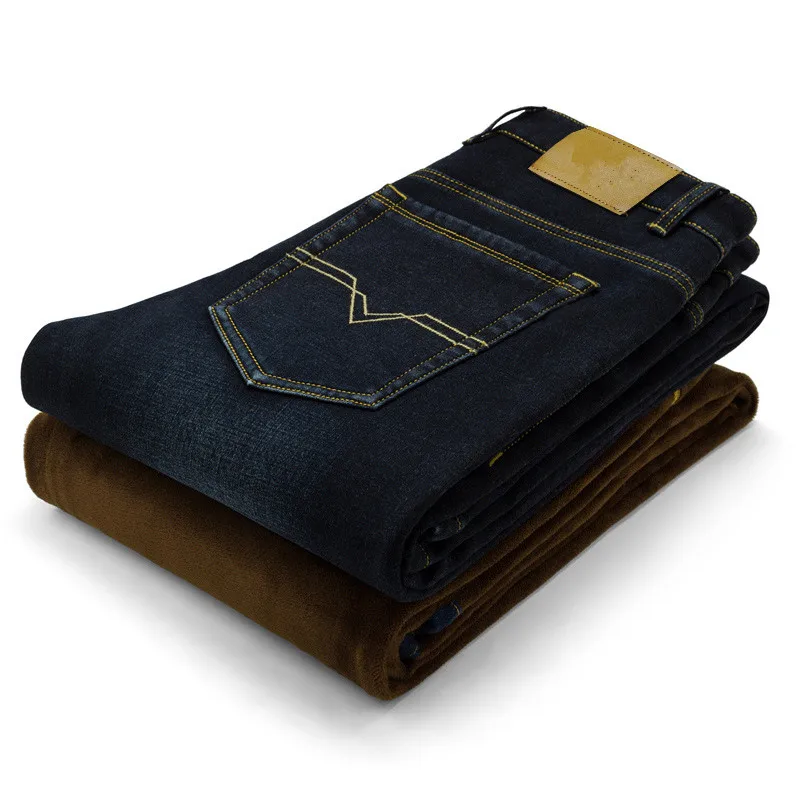 Men Warm Jeans 2018 New High Quality Fashion Autumn Winter Jeans Thicken Fleece Men Jeans Long Trouser Plus Size 38 40 42