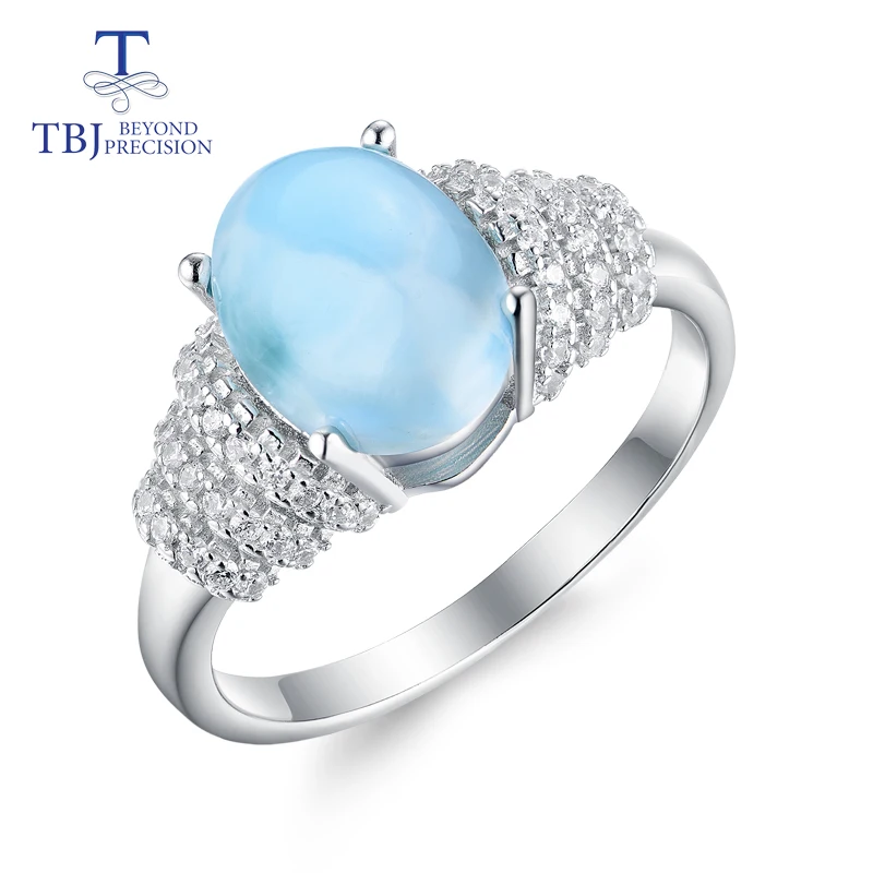 TBJ,new style natural gemstone oval 8*10mm Larimar rings 925 sterling silver fine jewelry for women anniversary or daily wear TBJ,new style natural gemstone oval 8*10mm Larimar rings 925 sterling silver fine jewelry for women anniversary or daily wear