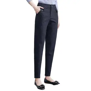 

2019 New Autumn Winter Fashion Thick Warm Pants Women Woolen Pants Female High Waist Trousers Lady Loose Casual Harem Pants V577