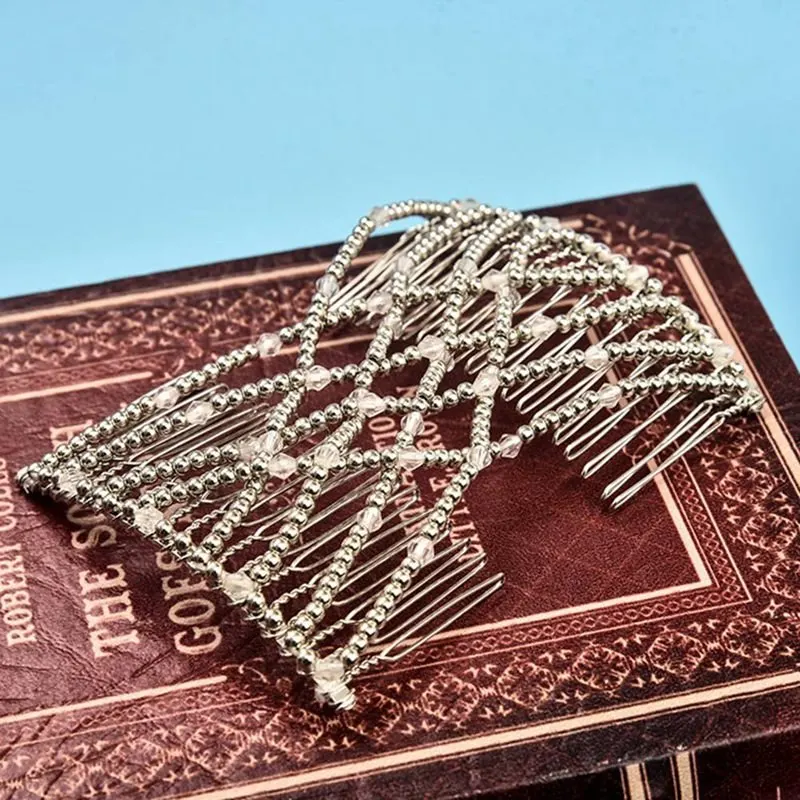 

Women Magic Elasticity Hair Comb Pearl Double Clip Stretchy Hair Styling Making Tool Combs Decor Beads Accessories Color Random