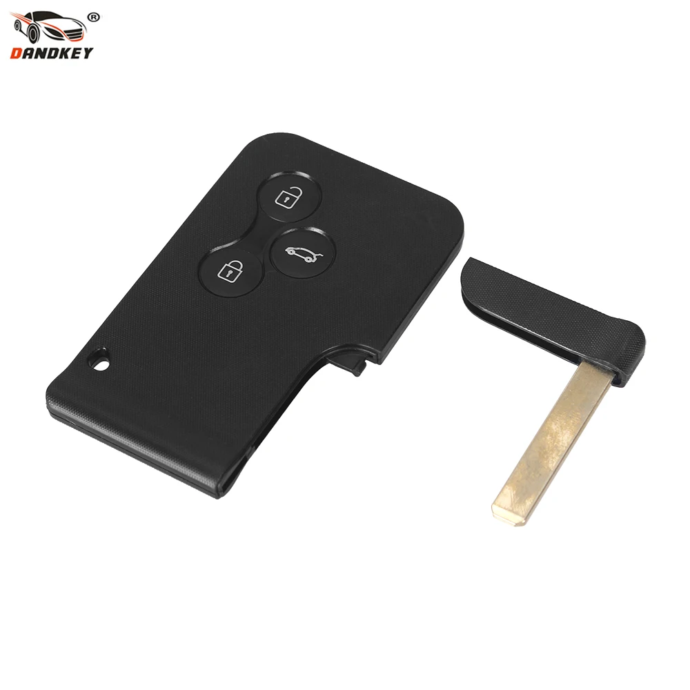 

Dandkey 3 Buttons Smart Card For Renault Clio Logan Megane 2 3 Koleos Scenic Card Case Black Car Key Fob Shell With Small Key