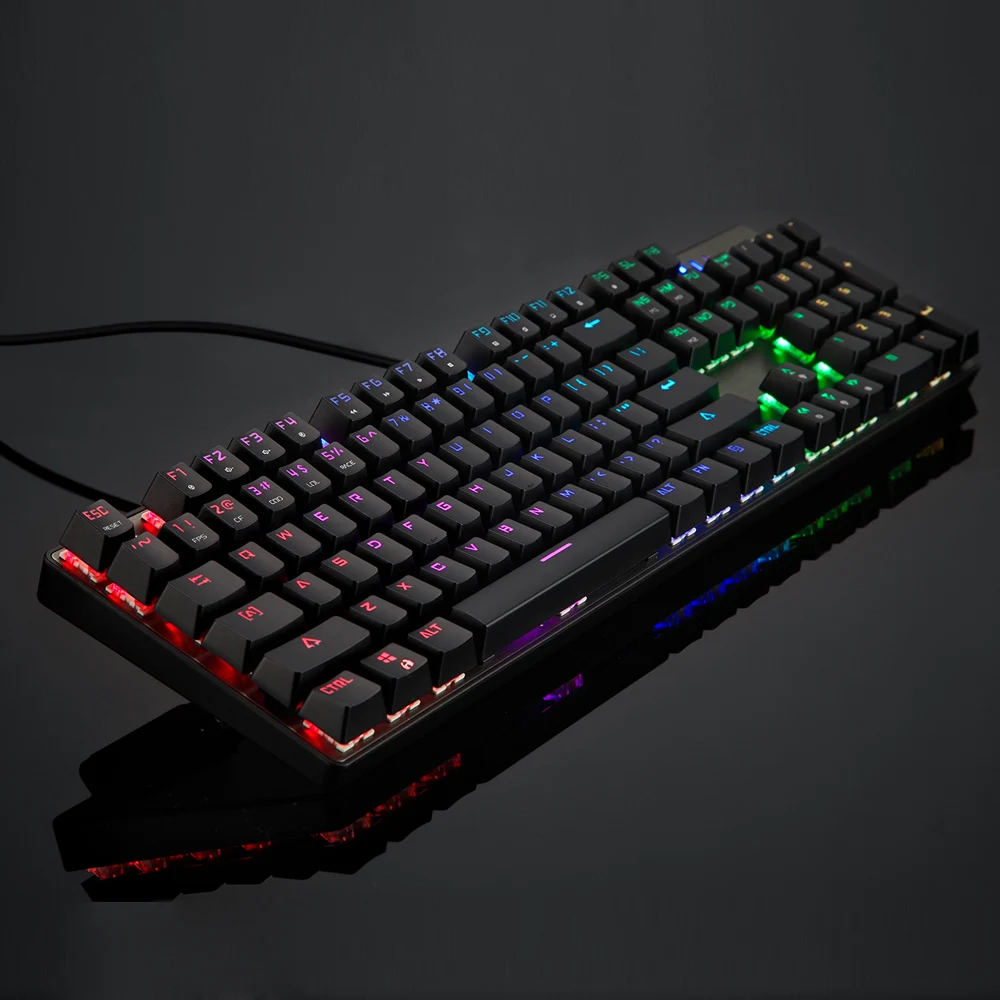  MOTOSPEED CK104 Metal 104 keys Mechanical Gaming Keyboard Blue Switches Wired USB Colorful LED Back