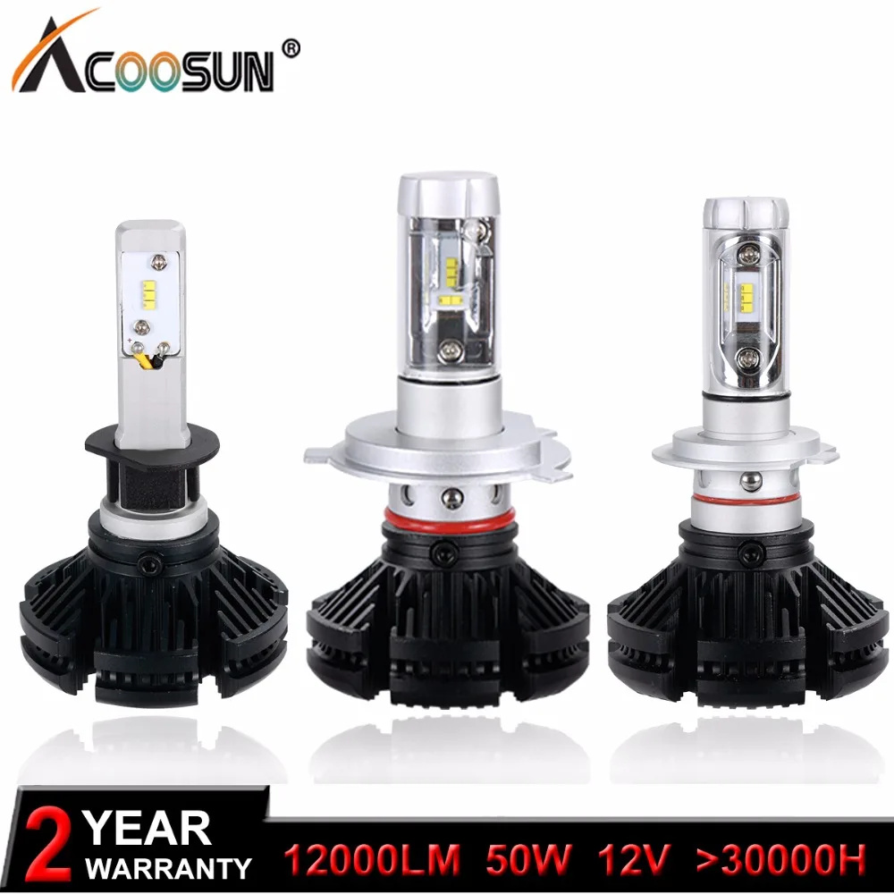 

AcooSun H4 Led CSP Chips 50W/set 9005 H7 LED Headlights Auto-styling 9006 Led Car Bulb H1 H11 Fog Lamp Fanless 3000K 6500K 8000K