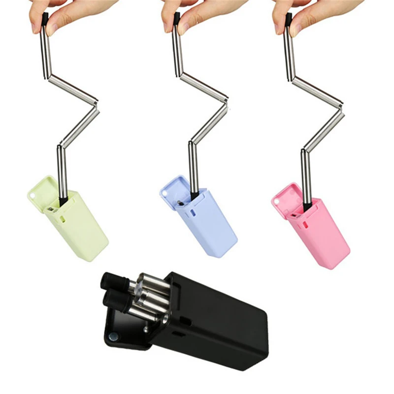 

CollaFoldable Straw Collapsible Reusable Metal Stainless Steel Straw Travel Household Drinking Straws Kitchen Bar Accessories