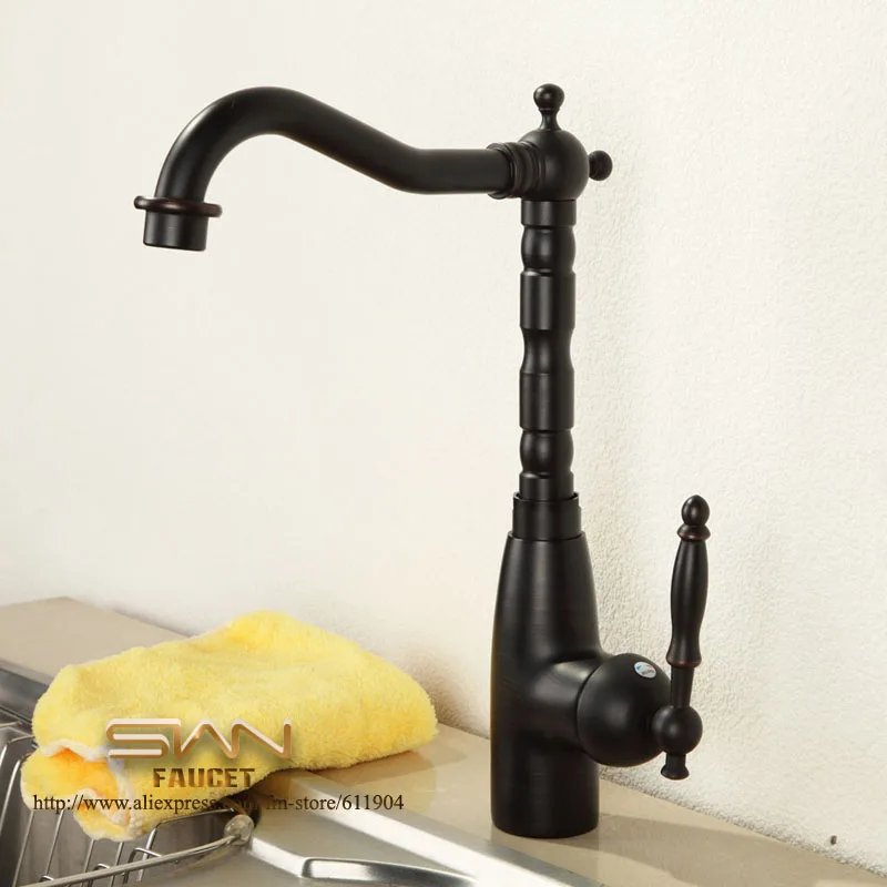 Oil Rubbed ORB Black Kitchen Sink Faucet Mixer Taps Swivel Spout Single Handle 21A0132