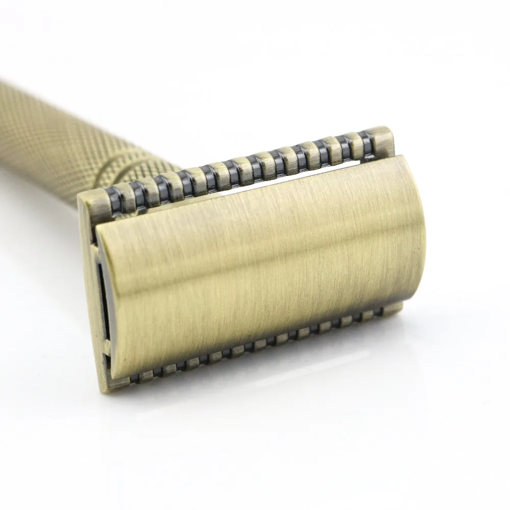 Double Edge Safety Razor Shaving Razor Silver Manual Razor Classic Style 10.8CM Brass Long Anti