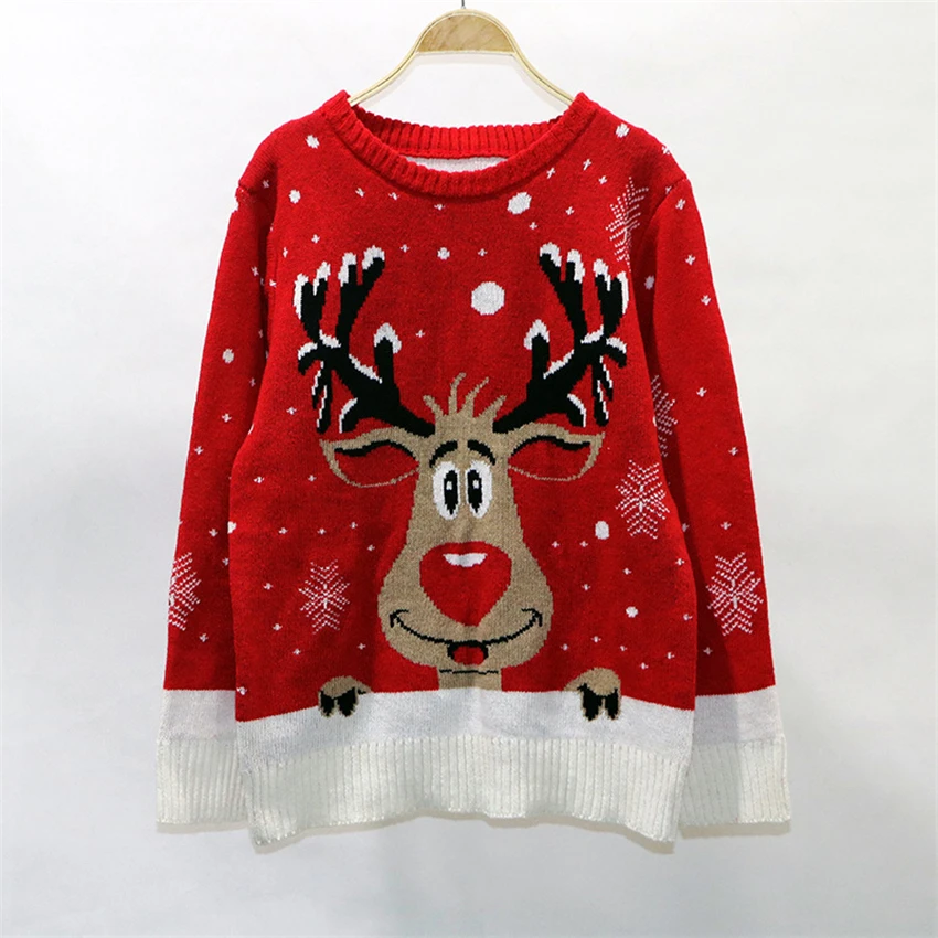 

Fall 2019 Reindeer Pattern Christmas Sweater Winter Women Sweaters Fashion Female Jumper Loose Plus Size Knitted Pullover Pull