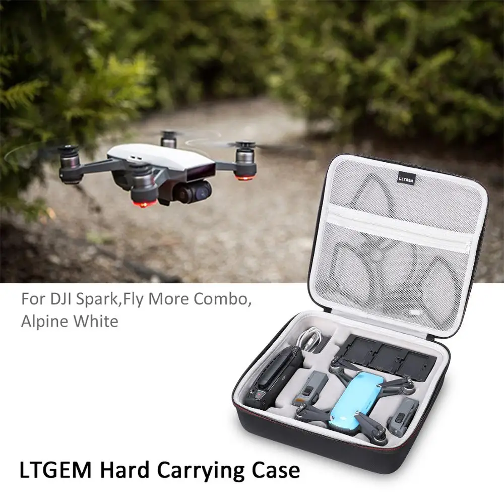 Case for DJI Spark Drone fit for 4 Drone Batteries and Propeller Guard and Battery Charger and Remote Controller by XANAD 